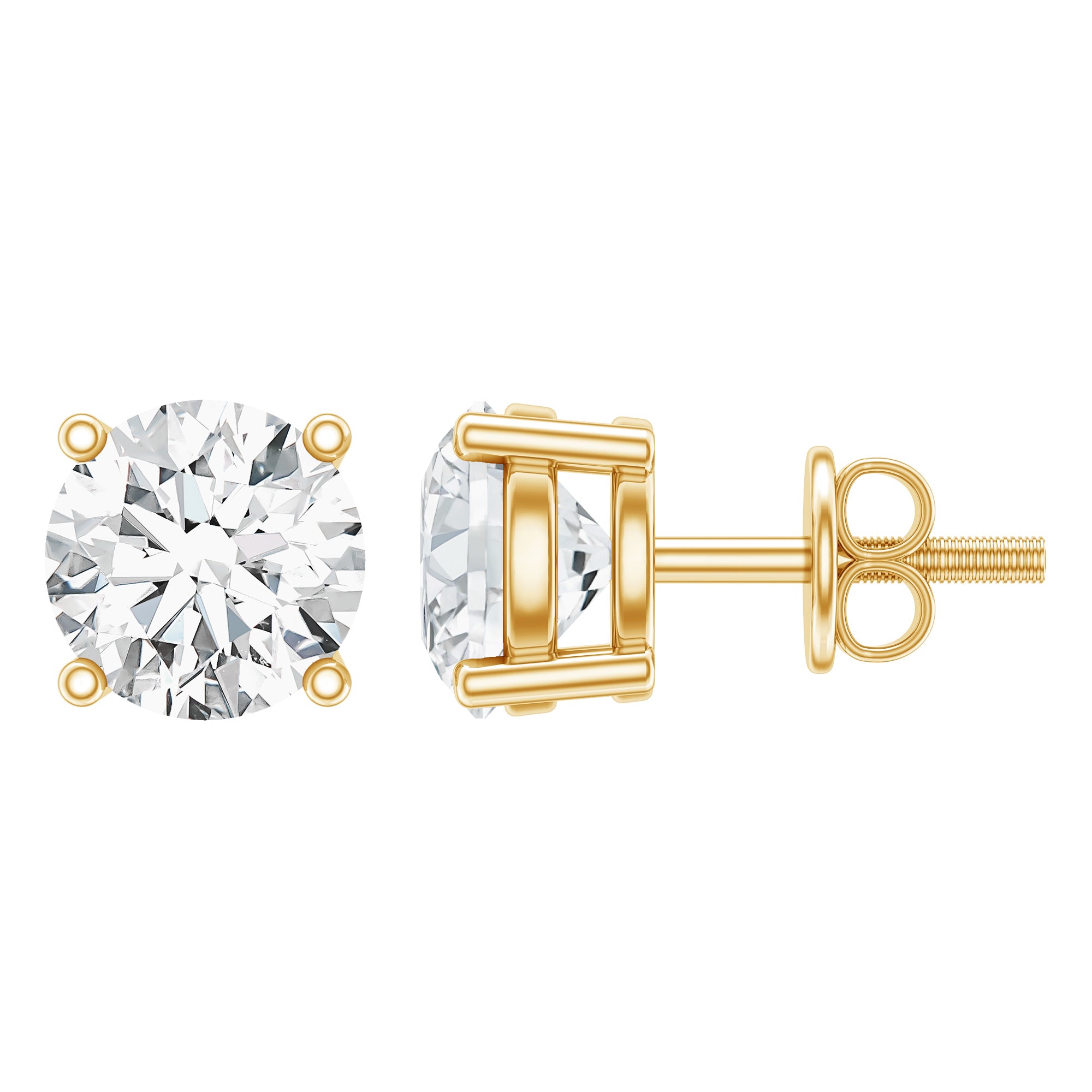 Rosec Jewels-Certified 2 Carat Lab Grow Diamond Earrings with Screw Back