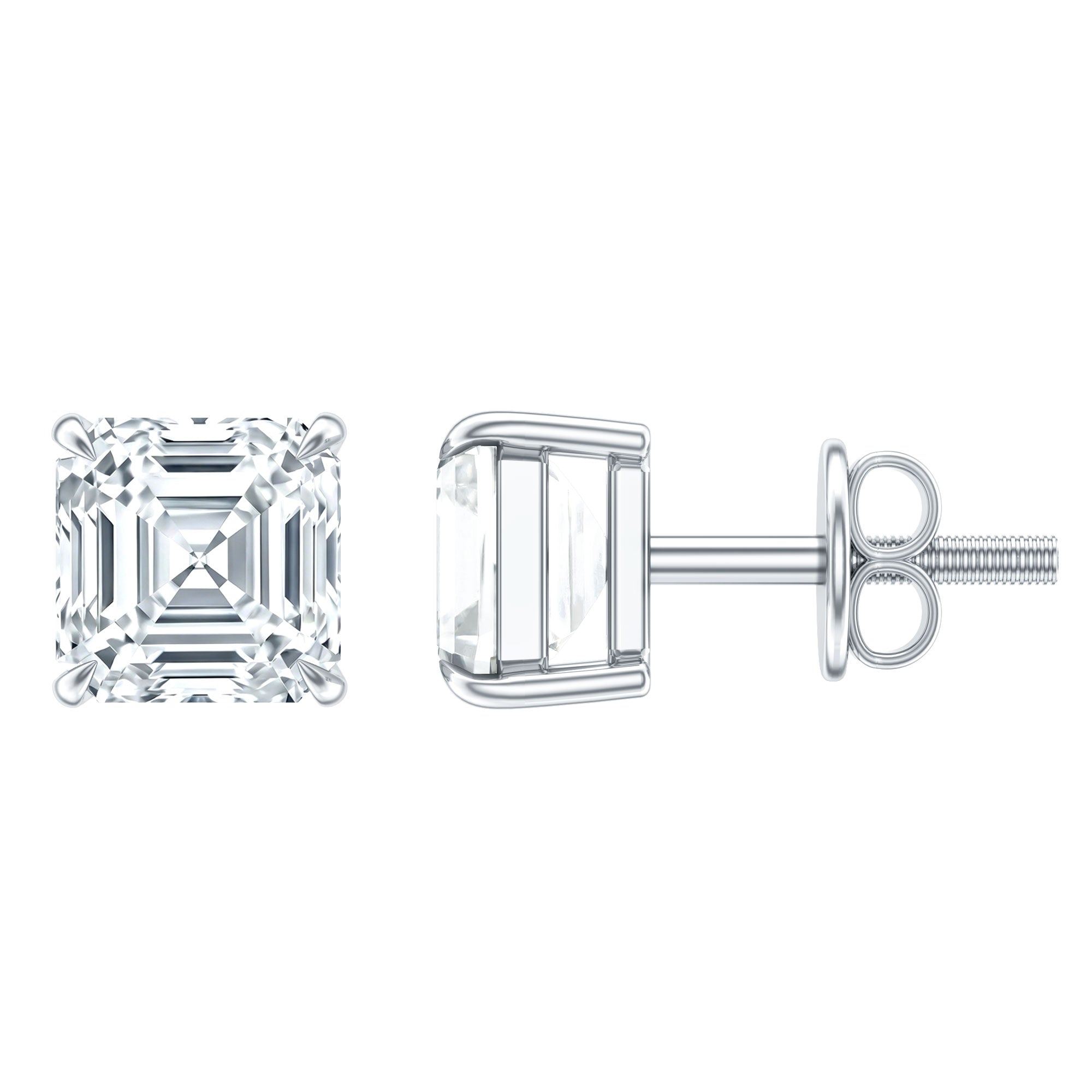 Rosec Jewels-Certified 1.4 Carat Asscher Cut Lab Grown Diamond Stud Earrings