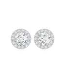 Certified Round Moissanite Halo Stud Earrings D-VS1 - Rosec Jewels