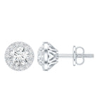Certified Round Moissanite Halo Stud Earrings D-VS1 - Rosec Jewels