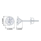 Simple Solitaire Stud Earrings with Round Moissanite in Bezel Setting Moissanite - ( D-VS1 ) - Color and Clarity - Rosec Jewels