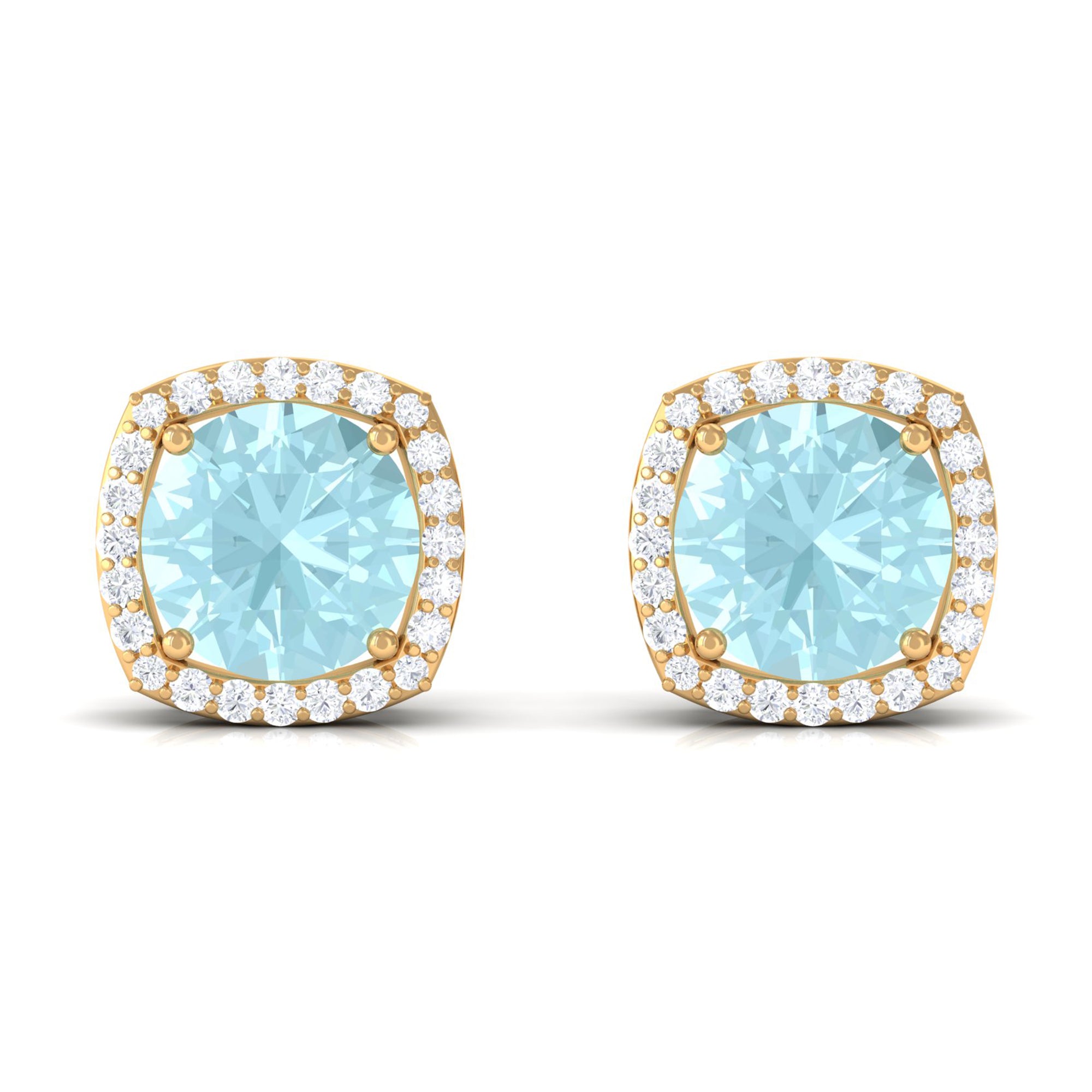 Sky Blue Topaz and Diamond Halo Stud Earrings Sky Blue Topaz - ( AAA ) - Quality - Rosec Jewels