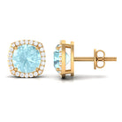 Sky Blue Topaz and Diamond Halo Stud Earrings Sky Blue Topaz - ( AAA ) - Quality - Rosec Jewels