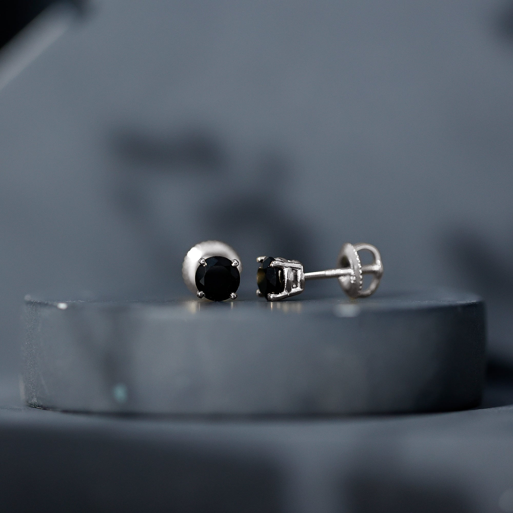 Natural Black Onyx Stud Earrings for Everyday AAA - Rosec Jewels