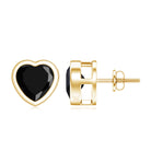 Bezel Set Black Onyx Heart Stud Earring AAA - Rosec Jewels