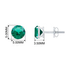 Lab Grown Emerald Solitaire Stud Earrings Lab Created Emerald - ( AAAA ) - Quality - Rosec Jewels
