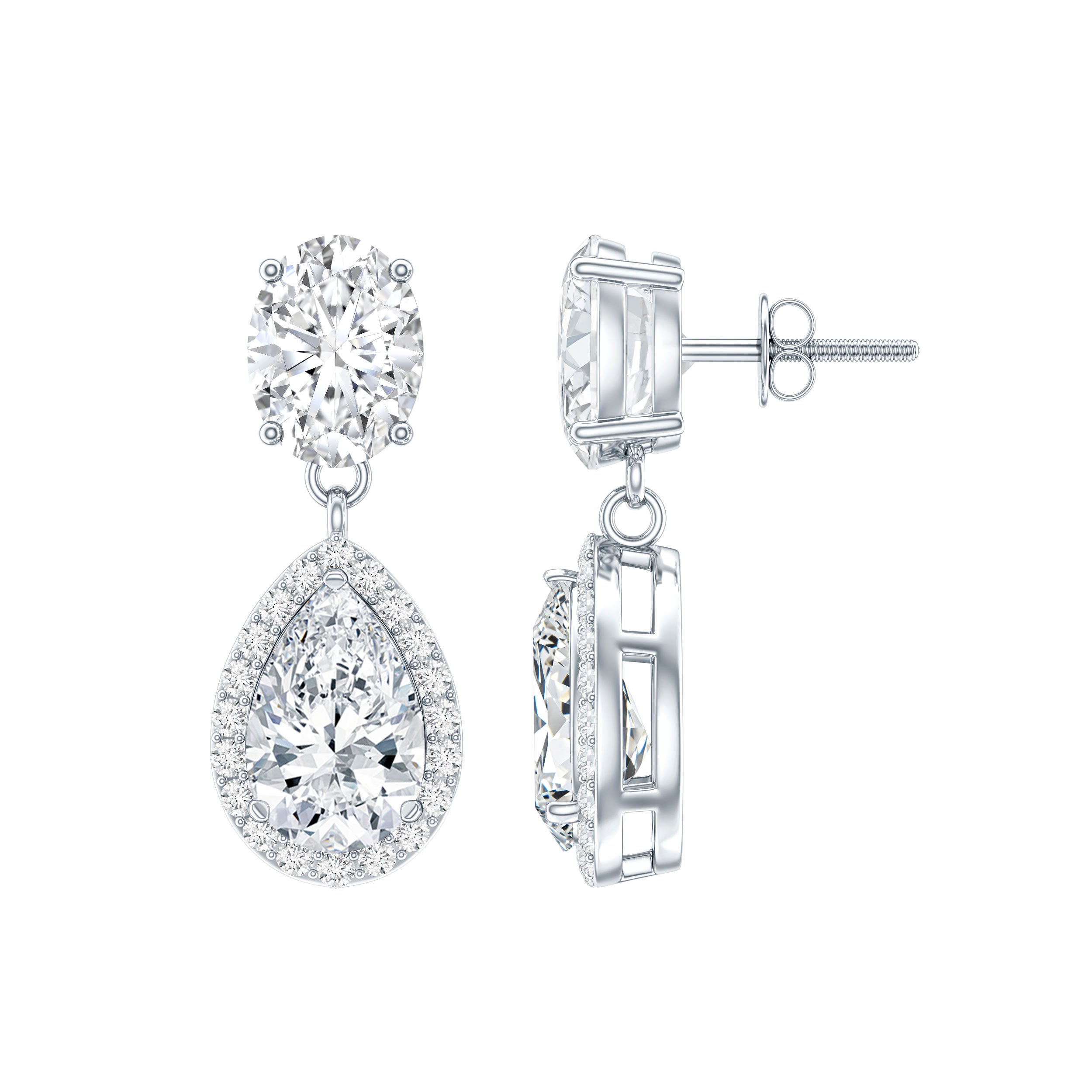Certified Moissanite Teardrop Bridal Earrings D-VS1 - Rosec Jewels