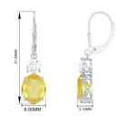 Lab Grown Yellow Sapphire Oval Drop Earrings With Moissanite Lab Created Yellow Sapphire - ( AAAA ) - Quality - Rosec Jewels