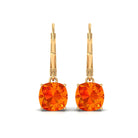 Cushion Cut Created Orange Sapphire Solitaire Drop Earrings Lab Created Orange Sapphire - ( AAAA ) - Quality - Rosec Jewels
