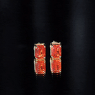 Lab Grown Orange Sapphire Emerald Cut Stud Earrings AAAA - Rosec Jewels