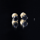 Lab Created Black Diamond Solitaire Stud Earrings with Screw Back AAAA ( Synthetic ) 18K Yellow Gold - Rosec Jewels