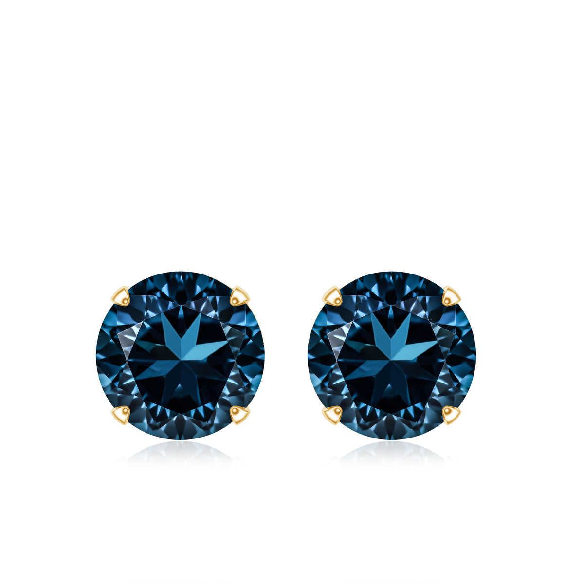 Solitaire 4 Carat London Blue Topaz Stud Earrings with Screw Backs AAA - Rosec Jewels