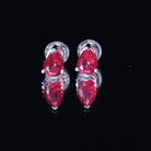 Solitaire 1.5 Carat Pear Shaped Lab Created Ruby Stud Earrings AAAA - Rosec Jewels