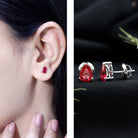 Solitaire 1.5 Carat Pear Shaped Lab Created Ruby Stud Earrings AAAA - Rosec Jewels
