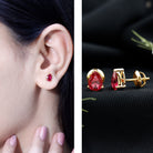 Solitaire 1.5 Carat Pear Shaped Lab Created Ruby Stud Earrings AAAA - Rosec Jewels