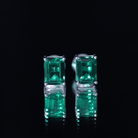 3.3 Carat Emerald Cut Lab Grown Emerald Solitaire Stud Earrings AAAA - Rosec Jewels