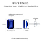 3.5 CT Emerald Cut Lab Created Blue Sapphire Big Stud Earrings AAAA - Rosec Jewels