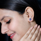 3.5 CT Emerald Cut Lab Created Blue Sapphire Big Stud Earrings AAAA - Rosec Jewels