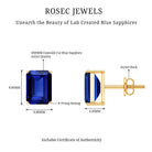 3.5 CT Emerald Cut Lab Created Blue Sapphire Big Stud Earrings AAAA - Rosec Jewels