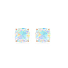 3 Carat Cushion Cut Ethiopian Opal Solitaire Stud Earrings AAA - Rosec Jewels