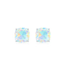 3 Carat Cushion Cut Ethiopian Opal Solitaire Stud Earrings AAA - Rosec Jewels
