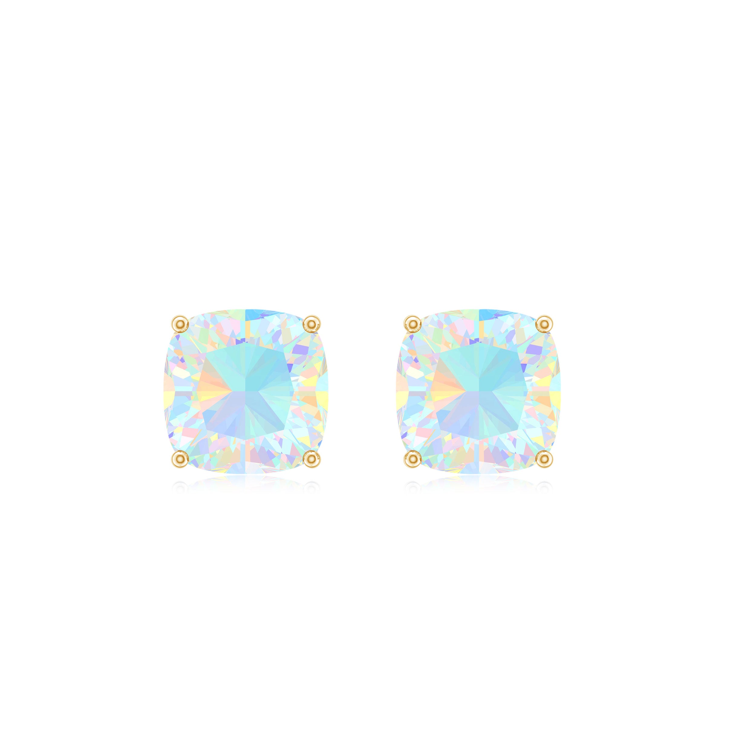 3 Carat Cushion Cut Ethiopian Opal Solitaire Stud Earrings AAA - Rosec Jewels