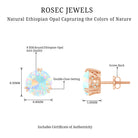 8MM Ethiopian Opal Solitaire Stud Earrings in Double Prong Setting AAA - Rosec Jewels