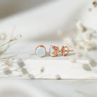 Natural Ethiopian Opal Crown Stud Earrings with Screw Back AAA - Rosec Jewels