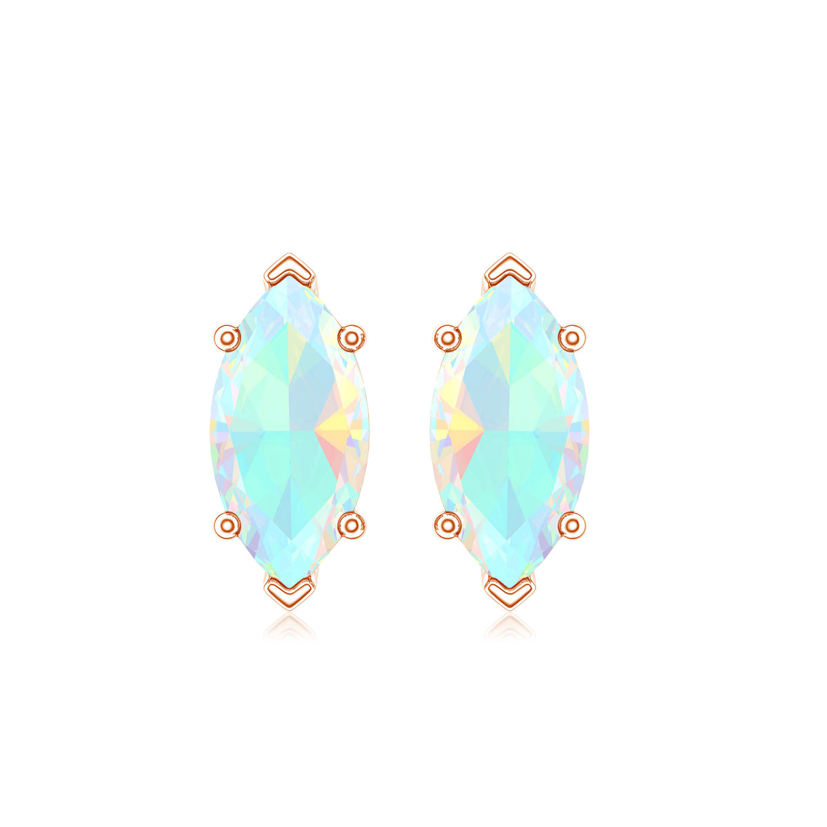 Certified Real Marquise Ethiopian Opal Earrings with Screw Back AAA - Rosec Jewels