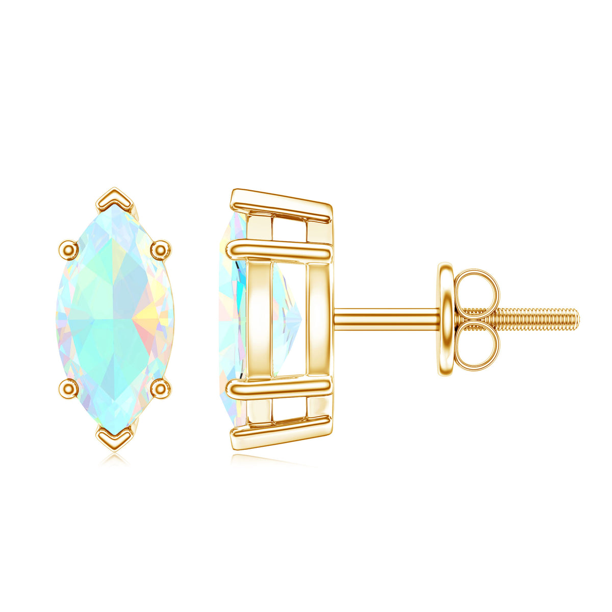Certified Real Marquise Ethiopian Opal Earrings with Screw Back AAA - Rosec Jewels