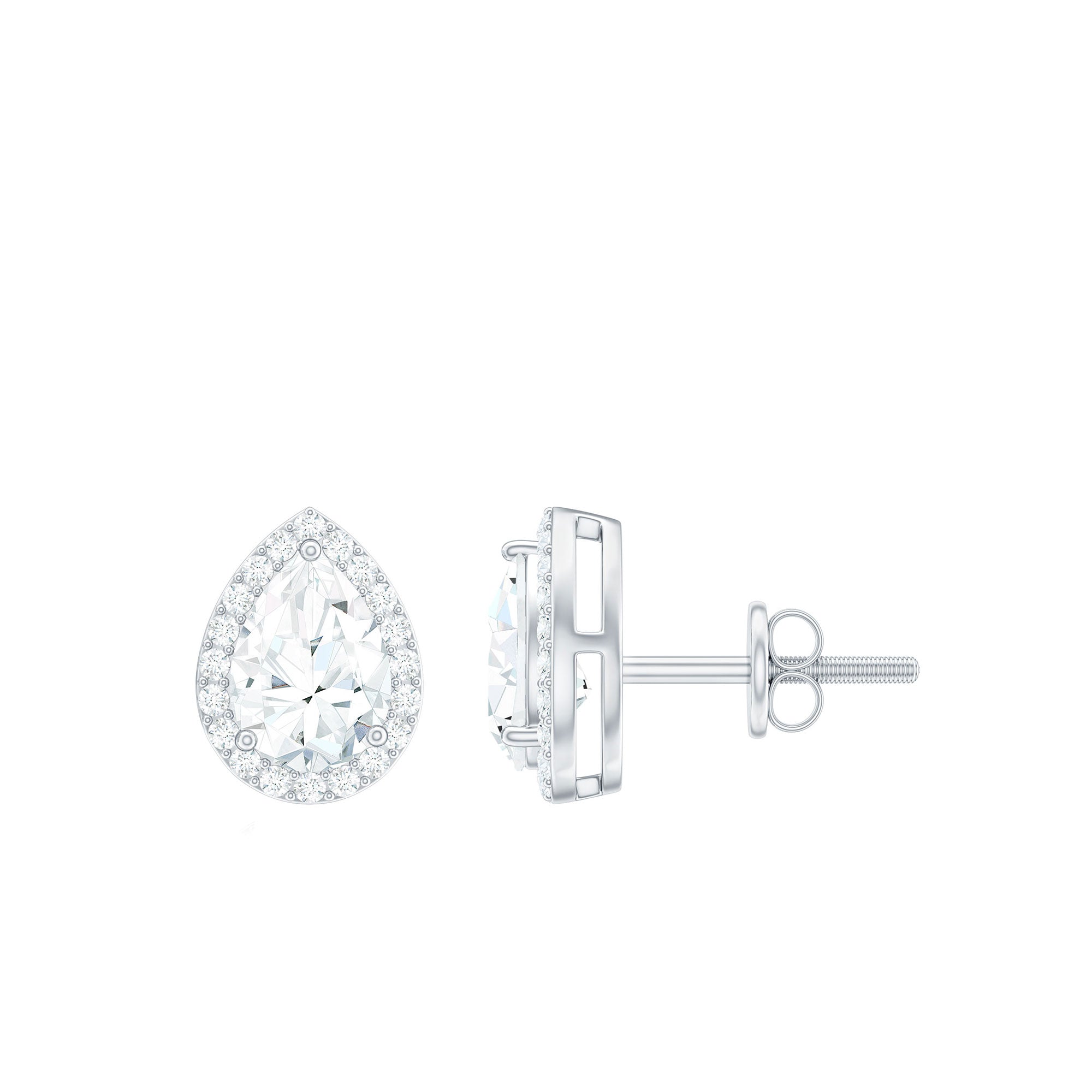 1.75 CT Classic Moissanite Teardrop Stud Earrings with Halo
