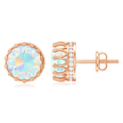 Real Ethiopian Opal Crown Stud Earrings with Certificate AAA - Rosec Jewels