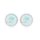 Real Ethiopian Opal Crown Stud Earrings with Certificate AAA - Rosec Jewels