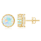 Real Ethiopian Opal Crown Stud Earrings with Certificate AAA - Rosec Jewels