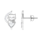 Rosec Jewels-Heart and Round Diamond Animal Stud Earrings