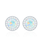 1.6 Carat Round Ethiopian Opal and Diamond Halo Stud Earrings AAA - Rosec Jewels