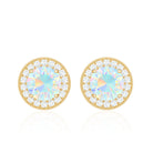 1.6 Carat Round Ethiopian Opal and Diamond Halo Stud Earrings AAA - Rosec Jewels