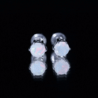 6MM Round Ethiopian Opal Solitaire Stud Earrings in 6 Claw Setting AAA - Rosec Jewels