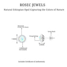 Genuine Ethiopian Opal and Moissanite Halo Stud Earrings in Gold Ethiopian Opal - ( AAA ) - Quality - Rosec Jewels