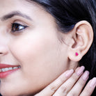 1.3 CT Heart Shape Ruby Solitaire Stud Earrings AAA - Rosec Jewels