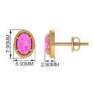 Solitaire Real Pink Sapphire Oval Stud Earrings in Rope Frame Pink Sapphire - ( AAA ) - Quality - Rosec Jewels