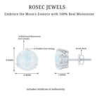 Natural 1.7 Carat Moonstone Stud Earrings with Screw Back AAA - Rosec Jewels