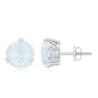 Natural 1.7 Carat Moonstone Stud Earrings with Screw Back AAA - Rosec Jewels