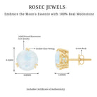 Natural 1.7 Carat Moonstone Stud Earrings with Screw Back AAA - Rosec Jewels