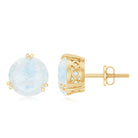 Natural 1.7 Carat Moonstone Stud Earrings with Screw Back AAA - Rosec Jewels