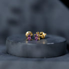Natural Oval Amethyst Turtle Stud Earrings for Women AAA - Rosec Jewels