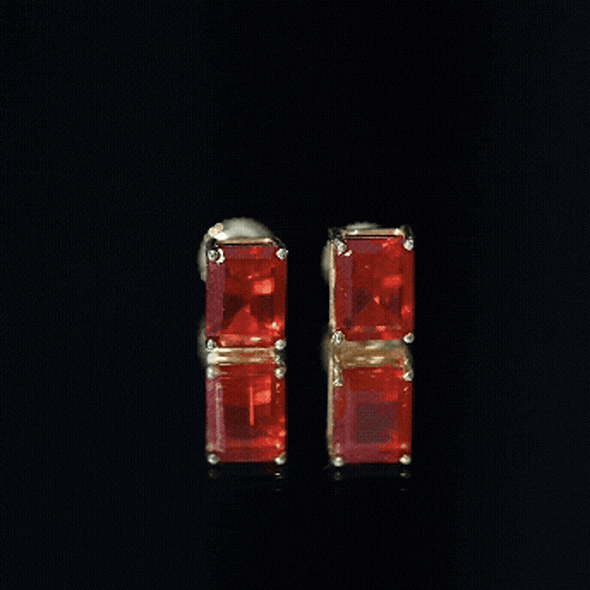 2 CT Emerald Cut Fire Opal Solitaire Stud Earrings for Women AAA - Rosec Jewels