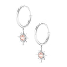 3/4 CT Milgrain Bezel Set Morganite Sunburst Drop Hoop Earrings for Women Morganite - ( AAA ) - Quality - Rosec Jewels