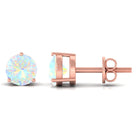 Minimalist Ethiopian Opal Solitaire Stud Earrings AAA - Rosec Jewels