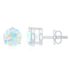 Minimalist Ethiopian Opal Solitaire Stud Earrings AAA - Rosec Jewels